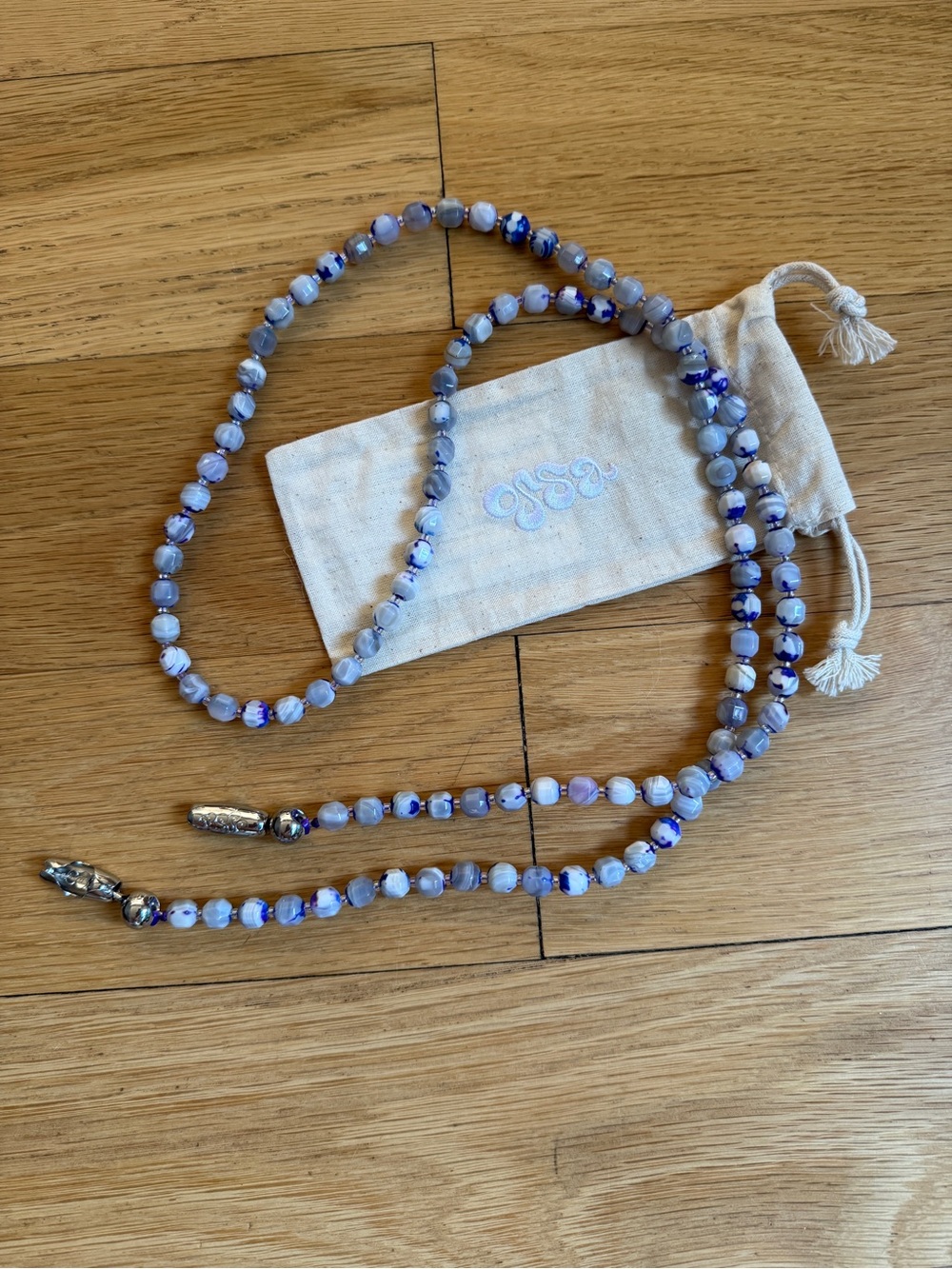 Ossa New York Glass Beaded phone cord in Grey/Blue ✨ NWT